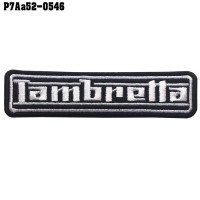 Shirt Iron for attaching the shirt to the arm, embroidered with Lambretta pattern letter / Size 11 * 3cm # Embroidered black, white, black background model P7Aa52-0546