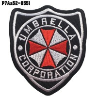อาร์มติดเสื้อ ตัวรีดติดเสื้อ อาร์มปักลาย Umbrella corporation โล่ /Size 7*6cm #ปักแดงขาวดำพื้นโพลีดำ งานปักคุณภาพดีติดทนทาน รุ่น P7Aa52-0551