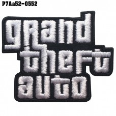 Shirt Iron on the shirt, embroidered on GRAND THEFT AUTO GTA / Size 6 * 5cm # black white embroidery on black background Fine embroidery, good quality, model P7Aa52-0552.