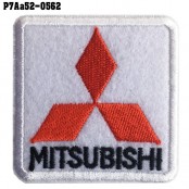 อาร์มติดเสื้อ ตัวรีดติดเสื้อ อาร์มปักลาย  โลโก้รถ MITSUBISHI /Size 5*5cm #ปักขาวแดงดำพื้นขาว ติดทนทานคุณภาพดี รุ่น P7Aa52-0562