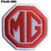 อาร์มติดเสื้อ ตัวรีดติดเสื้อ อาร์มปักลาย โลโก้ รถ MG /Size 6*6cm #ปักขาวแดงพื้นขาว งานปักคุณภาพสูงติดทนนาน รุ่น P7Aa52-0563