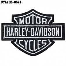 Shirt Iron for attaching the shirt arm, embroidered with Harley logo / Size 5.5 * 7.5cm #, embroidered white on black. High-quality, detailed embroidery, model P7Aa52-0574.