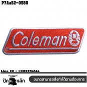 อาร์มติดเสื้อ ตัวรีดติดเสื้อ อาร์มปักลาย โลโก้ COLEMAN /Size 8*2.5cm #ปักขาวแดงพื้นขาว งานปักละเอียดคุณภาพสูง รุ่น P7Aa52-0580