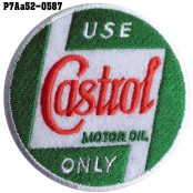 อาร์มติดเสื้อ ตัวรีดติดเสื้อ อาร์มปักลาย CASTROL /Size 7*7cm #ปักขาวแดงเขียวพื้นขาว งานปักละเอียดคุณภาพสูง รุ่น P7Aa52-0587