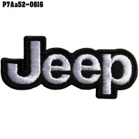 อาร์มติดเสื้อ ตัวรีดติดเสื้อ แบบกาวการ์ตูน ลายJEEP LOGO /Size 6.7*3cm #ปักดำขาวพื้นดำ งานปักละเอียดคุณภาพสูง รุ่น P7Aa52-0616