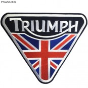 อาร์มติดเสื้อ ปักลาย TRIUMPH ปักแดงปรอทยุโรป UnionJack ชิ้นใหญ่ /Size 25*20.5cm งานปักละเอียด รุ่น P7Aa52-0619