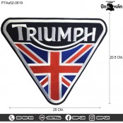 อาร์มติดเสื้อ ปักลาย TRIUMPH ปักแดงปรอทยุโรป UnionJack ชิ้นใหญ่ /Size 25*20.5cm งานปักละเอียด รุ่น P7Aa52-0619