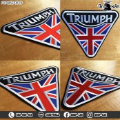 อาร์มติดเสื้อ ปักลาย TRIUMPH ปักแดงปรอทยุโรป UnionJack ชิ้นใหญ่ /Size 25*20.5cm งานปักละเอียด รุ่น P7Aa52-0619