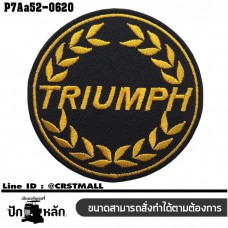 Triumph yellow circle patch #black embroidery, white on black fabric/SIZE 6.7*3cm, high quality detailed embroidery, model P7Aa52-0620