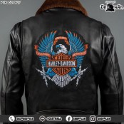 Embroidered HARLEY blue eagle patch #Embroidered black, blue, orange, white, on black leather fabric /Size 21*20cm, good quality detailed No.P7Aa52-0627