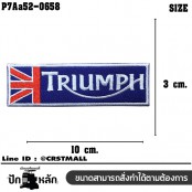 อาร์มปักลาย TRIUMPH ผืนผ้า สีธง UnionJack /Size 10*3cm งานปักคุณภาพดีเส้นคมชัด รุ่น P7Aa52-0658