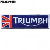 อาร์มปักลาย TRIUMPH ผืนผ้า สีธง UnionJack /Size 10*3cm งานปักคุณภาพดีเส้นคมชัด รุ่น P7Aa52-0658