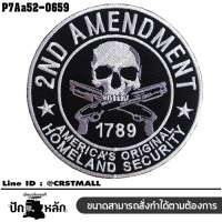 Embroidery Patch 2ND AMENDMENT round shape white gray on black cloth/Size 10*10cm, good quality embroidery P7Aa52-0659