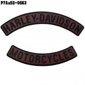 อาร์มติดเสื้อ ปักลาย  HARLEY ป้ายหนังบน ปักดำพื้นหนังน้ำตาล /Size 35*15cm งาดระเอียด ติดหลังเท่ๆ รุ่น P7Aa52-0663