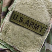 อาร์มปักลาย U.S.ARMYสี่เหลี่ยมผืนผ้า /Size 10*3cm #ปักเขียวดำพื้นดำติดตีนตุ๊กแก No.P7Aa60-0002