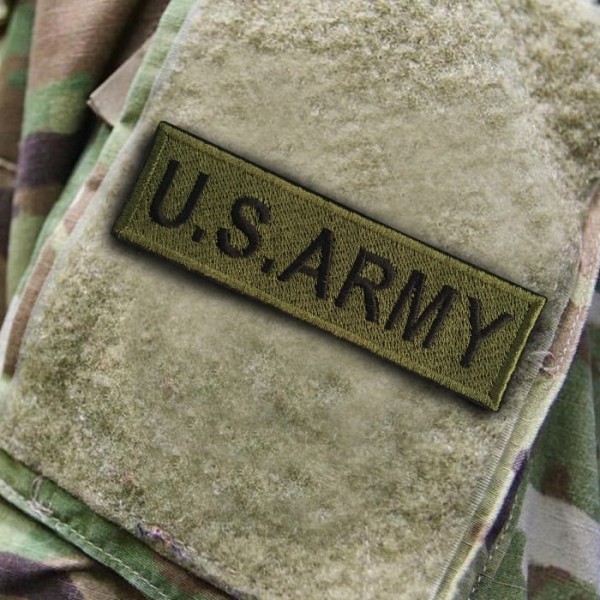 อาร์มปักลาย U.S.ARMYสี่เหลี่ยมผืนผ้า /Size 10*3cm #ปักเขียวดำพื้นดำติดตีนตุ๊กแก No.P7Aa60-0002