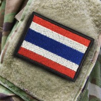 Embroidery Arm Thai Flag Square / Size 7 * 5cm # Red, white, blue, black, black decorated with Velcro No.P7Aa60-0004