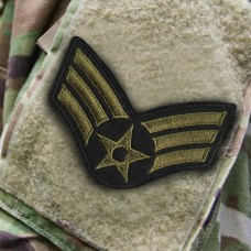 Embroidery Star Medal Wing Badge with 3 Combat Wings / Size 7 * 5cm # Green-Black Embroidered with Velcro Sleeve No.P7Aa60-0005