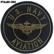 อาร์มปักลาย อาร์มติดตีนตุ๊กแกปักลาย U.S. NAVY AVIATION วงกลม /Size 7*7cm #ปักเขียวดำพื้นดำ รุ่น P7Aa60-0011