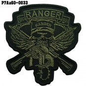 อาร์มตีนตุ๊กแกปักลาย 3RD RANGER BN หัวกะโหลก #ปักเขียวดำพื้นโพลีดำ/Size 10*9cm คุณภาพดี รุ่น P7Aa60-0033