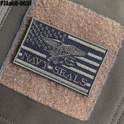 U.S. flag embroidered navy seals Green embroidered on black poly fabric, No. P7Aa60-0037, ready to ship!!!