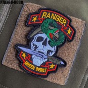 อาร์มตีนตุ๊กแกปักลาย (Ranger) ปักเขียวขาวเทาดำเหลืองพื้นโพลีดำ หัวกะโหลกงู  ขนาด 10*8cm รุ่น P7Aa60-0038 พร้อมส่ง!!!