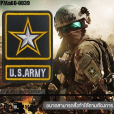 อาร์มตีนตุ๊กแกปักลาย U.S.ARMY และดาวสีเหลือง ปักขาวเหลืองพื้นโพลีดำ ขนาด 7*5cm รุ่นP7Aa60-0039 พร้อมส่ง!!!