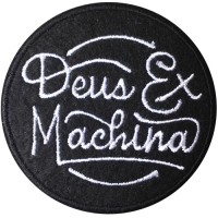 "DEUS MACHINE" embroidery arm size 6 x 6 cm. Black and white embroidery Stick to the shirt attached to the military Stick to fashion products DIY work clothes Embroidery No.F3Aa51-0005