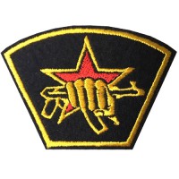 Embroidered Arm "Red Star Hand Grip Size 6.5x4 cm Black White Embroidery Stick to the shirt attached to the military Stick to fashion products DIY work clothes Embroidery No.F3Aa51-0004