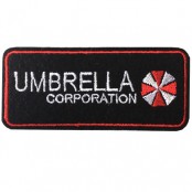 อาร์มปักลาย"UMBRELLA  วงกลม size 7.5x3 cm ปักขาวแดงพื้นดำ ติดเสื้อติดหมวกทหาร ติดสินค้าแฟชั่น งานDIYเสื้อผ้า งานปักระเอียด No.F3Aa51-0005