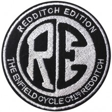 Embroidery pin "ROYAL ENFRIELD RE, circle size 7.5 cm, black embroidery, stick to the military hat, stick to fashion products, DIY work, embroidery work, F3Aa51-0007