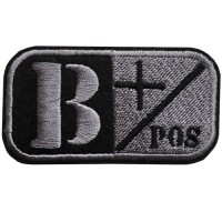 Military arm, blood type Attached to the shirt, attached to the military hat, embroidered pattern "B POS color / Size 7x4 cm. Embroidery work No. F3Aa51-0005