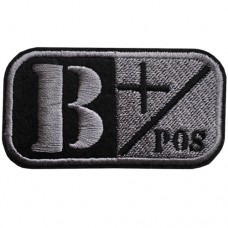 Military arm, blood type Attached to the shirt, attached to the military hat, embroidered pattern "B POS color / Size 7x4 cm. Embroidery work No. F3Aa51-0005