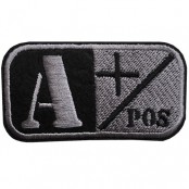 อาร์มทหารกรุ๊ปเลือด ติดเสื้อติดหมวกทหาร ปักลาย"A POS สีเหลืี่ยม /Size 7x4 cm งานปักระเอียด No. F3Aa51-0005