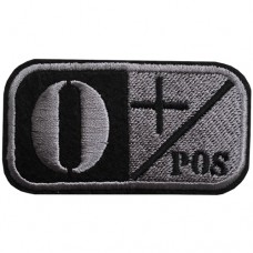 Military arm, blood type Attached to the shirt, attached to the military hat, embroidered pattern "O POS color / Size 7x4 cm. Embroidery work No. F3Aa51-0005