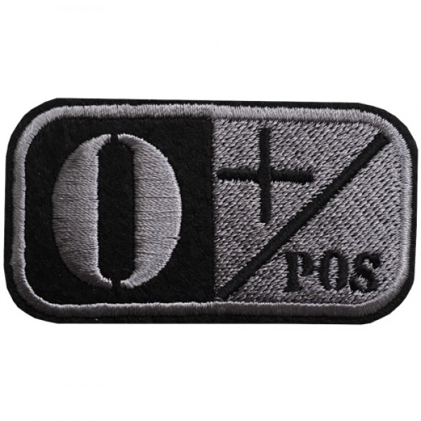 อาร์มทหารกรุ๊ปเลือด ติดเสื้อติดหมวกทหาร ปักลาย"O POS สีเหลืี่ยม /Size 7x4 cm งานปักระเอียด No. F3Aa51-0005