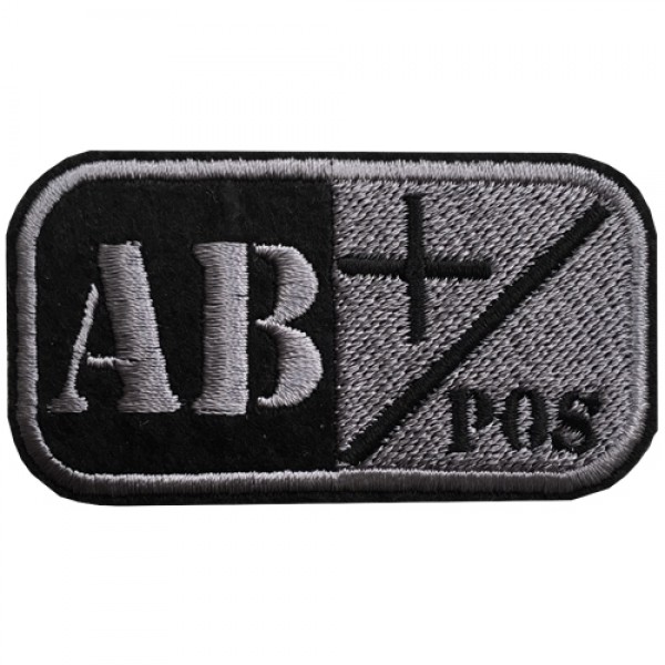 Military arm, blood type Attached to the shirt, attached to the military hat, embroidered pattern "AB POS color / Size 7x4 cm. Embroidery work No. F3Aa51-0005