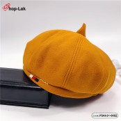 หมวกเบเร่ต์จิตรกรกำมะหยี่จุกสามเหลี่ยม สีเหลือง No.F5Ah31-0052