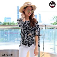 Black lace shirt Korean lace woven soft texture. The fabric is comfortable and beautiful with nothing pretty. NO.T-0248