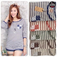 Ladies' Long Sleeve Shirt with Stripe Designs in 5 Colors No.tsh-0237