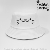 หมวก Bucket ปัก หน้าแมว ลายหน้าเเมว น่ารัก หมวกบักเก๊ตทรงสวย No. F5Ah32-0104