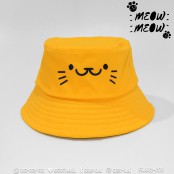 หมวก Bucket ปัก หน้าแมว ลายหน้าเเมว น่ารัก หมวกบักเก๊ตทรงสวย No. F5Ah32-0104