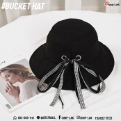 หมวก Bucket ผูกโบว์ลายสก็อต หมวกปีกรอบ ผูกโบว์น่ารัก ลายสก๊อตสวยๆ No. F5Ah32-0133