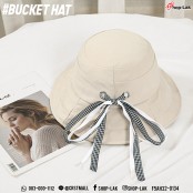 หมวก Bucket ผูกโบว์ลายสก็อต หมวกปีกรอบ ผูกโบว์น่ารัก ลายสก๊อตสวยๆ No. F5Ah32-0133