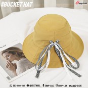 หมวก Bucket ผูกโบว์ลายสก็อต หมวกปีกรอบ ผูกโบว์น่ารัก ลายสก๊อตสวยๆ No. F5Ah32-0133