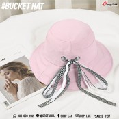 หมวก Bucket ผูกโบว์ลายสก็อต หมวกปีกรอบ ผูกโบว์น่ารัก ลายสก๊อตสวยๆ No. F5Ah32-0133