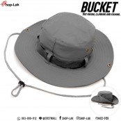หมวก Bucket เดินป่าคาดเชือก หมวกบักเก็ต คาดเชือกเเถบ ตกเเต่งด้วยกระดุม No.F5Ah32-0154