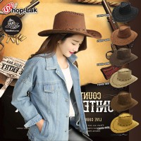 Cowboy hat with chamois leather strap, COWBOY hat, leather There are 6 colors.