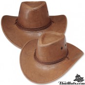 หมวกคาวบอย หนังมันเงา  คาดเชือกถัก หมวกcowboy  สินค้ามีทั้งหมด 4 สี No.F1Ah16-0066