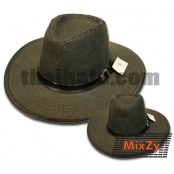 หมวกคาวบอยแฟชั่น  cowboyhat  แบบสานปีกใหญ่ คาดเข็มขัดหนัง  สินค้ามีทั้งหมด 2 สี No.F1Ah16-0021